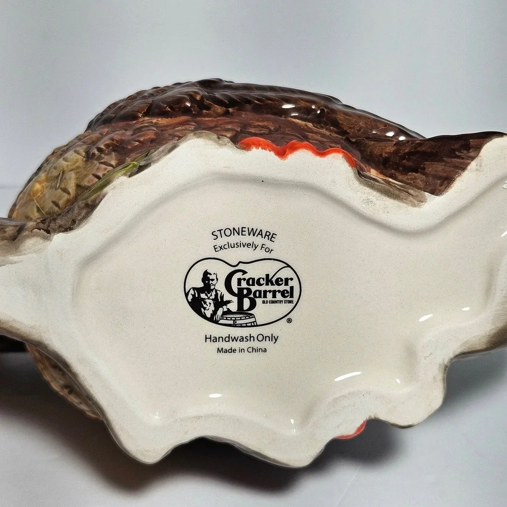 Cracker Barrel Stoneware Harvest Owl Teapot Brown Fall Autumn Decor